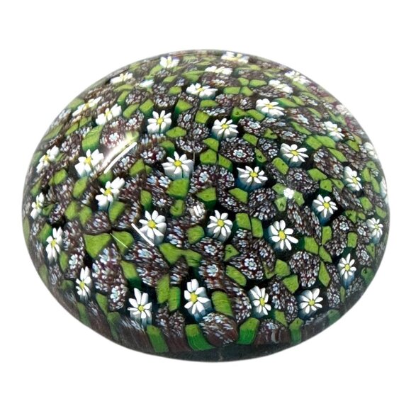 Murano Italy Millefiori Flower Canes Large 4" Glass Paperweight Floral Design VT - Picture 7 of 7